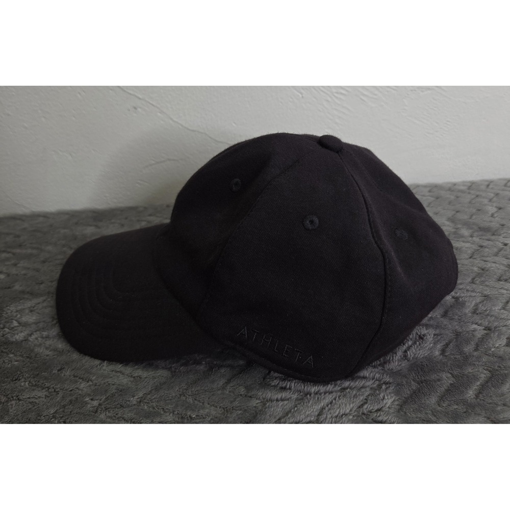 Athleta Hat Cap Adjustable Strap Women's One Size Black Logo Running Athletic